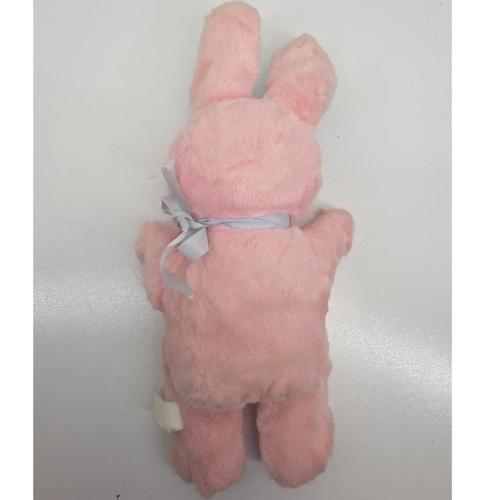 Vintage Rushton Star Creation Rubber Face Pink Bunny Plush Toy 10 Inch